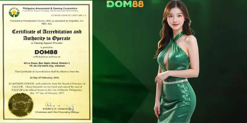 Giấy phép hoạt động nhà cái Dom88